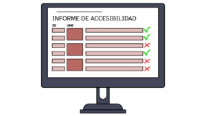 Un informe De Accesibilidad en una pantalla de ordenador con checklist