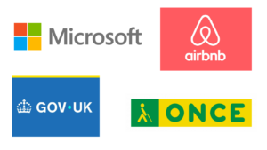 Logotipos de Microsoft, Airbnb, Gov-UK y ONCE